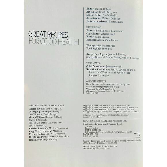 Vintage 1990 CookBook Great Recipes Good Health Reader's Digest Book Hardcover - Picture 5 of 10